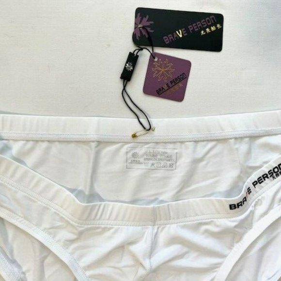 "Brave Person" Men's Swim Bikini Brief - White (BP9791-BK) Contoured Pouch - Picture 5 of 13